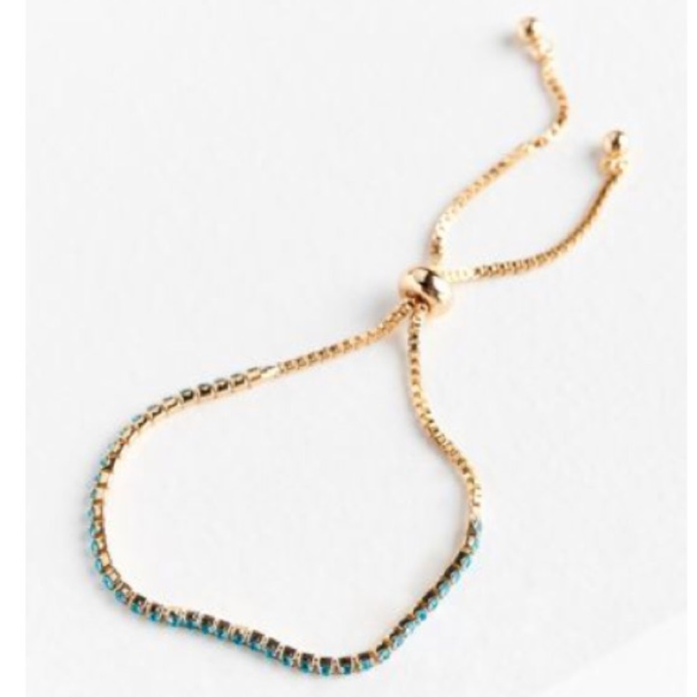 Blue rhinestone slider bracelet